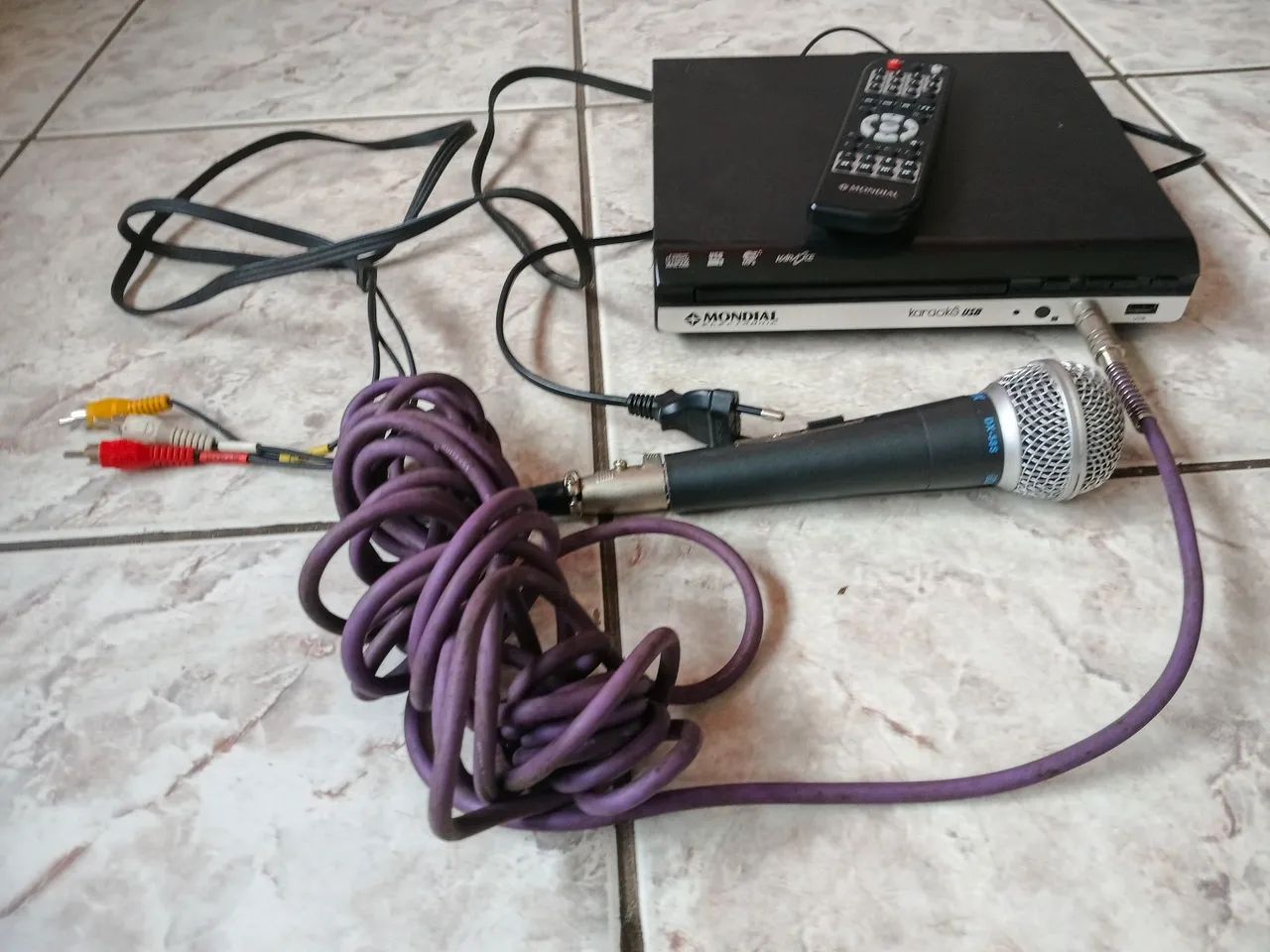 Karaoke com microfone 