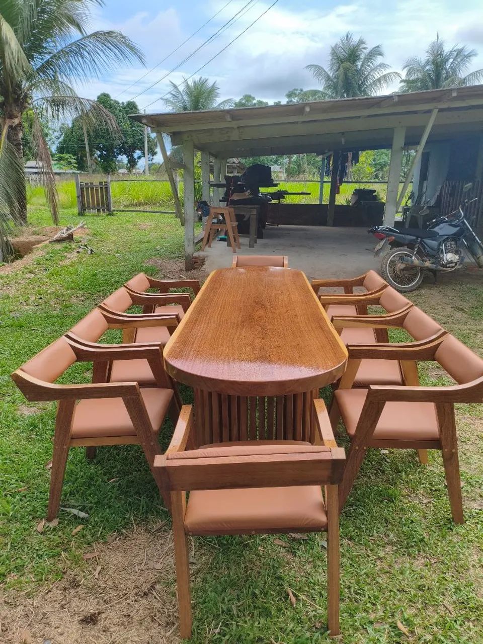 Mesa Rústica 3 metros com 10 poltronas katakana acolchoadas  - Foto 2