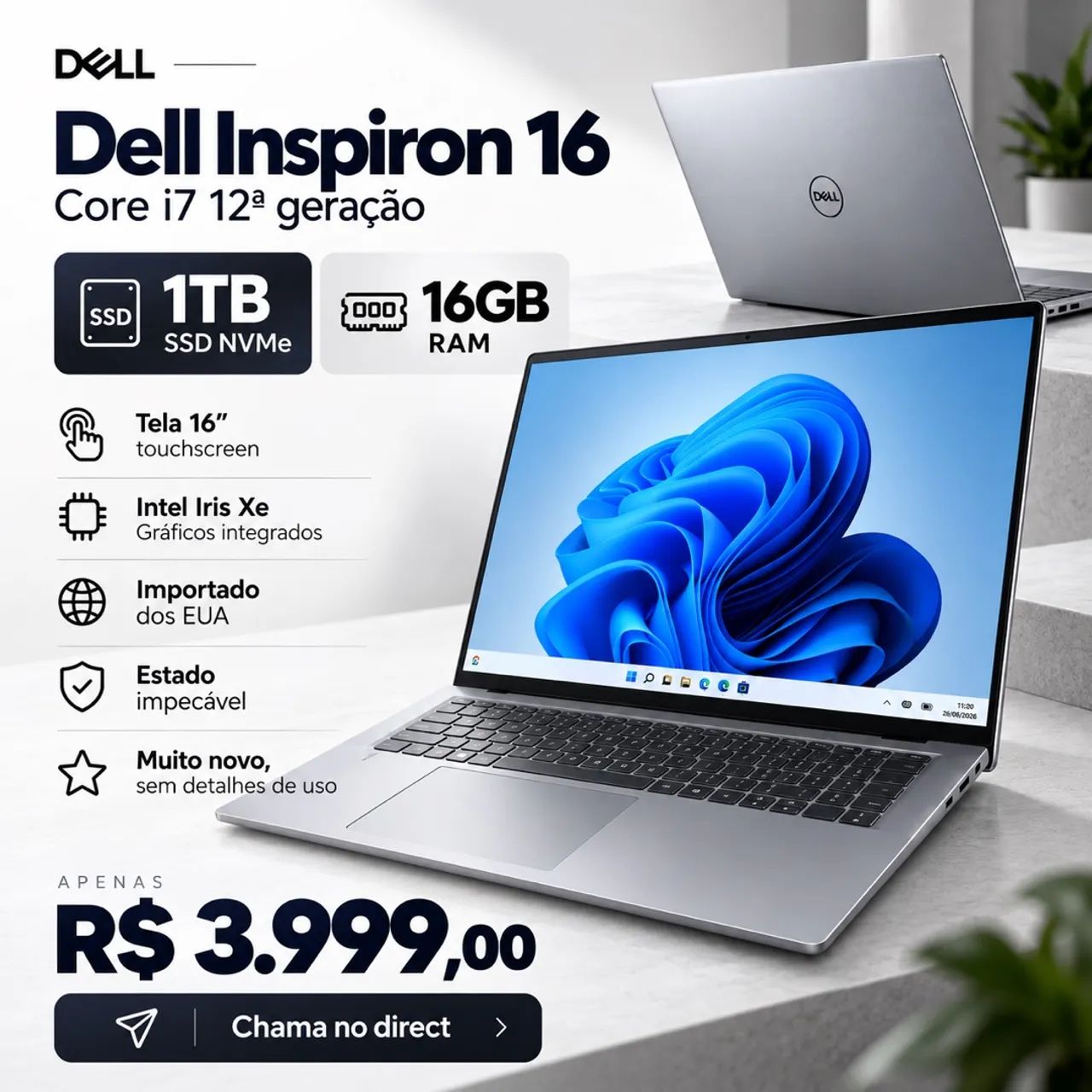 DELL INSPIRON 16 | CORE i7 | 16 GB RAM | SSD 1 TB | TOUCHSCREEN