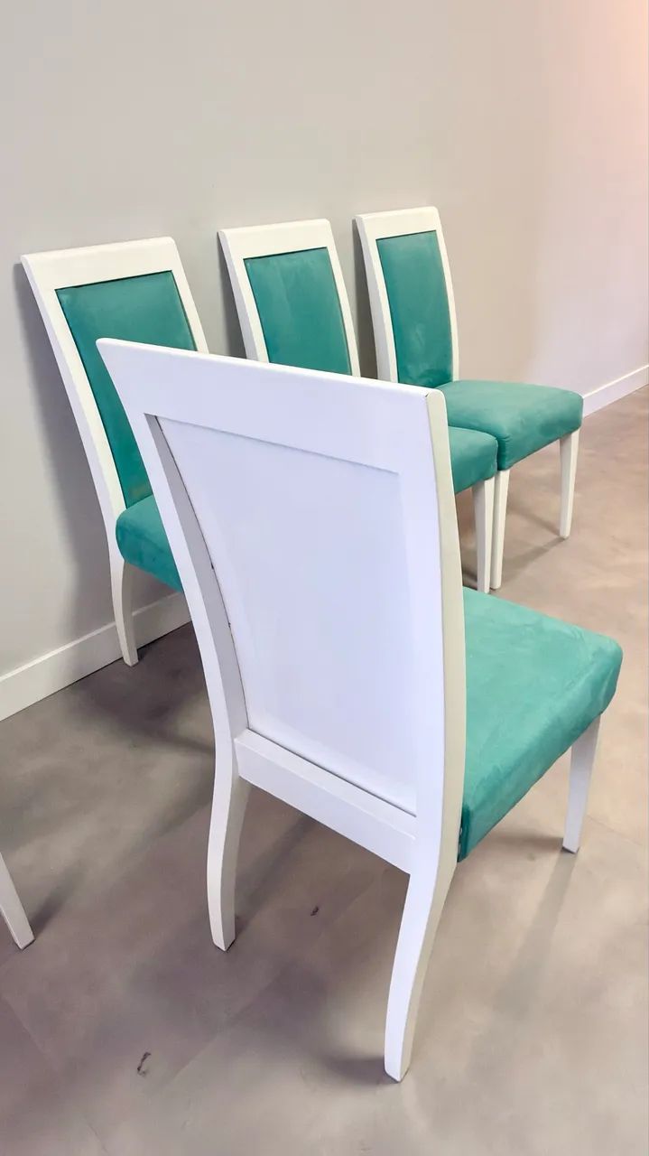 Kit Com 6 Cadeiras Madeira Maciça Estofadas P/ Mesa De Jantar verde suede - Foto 3