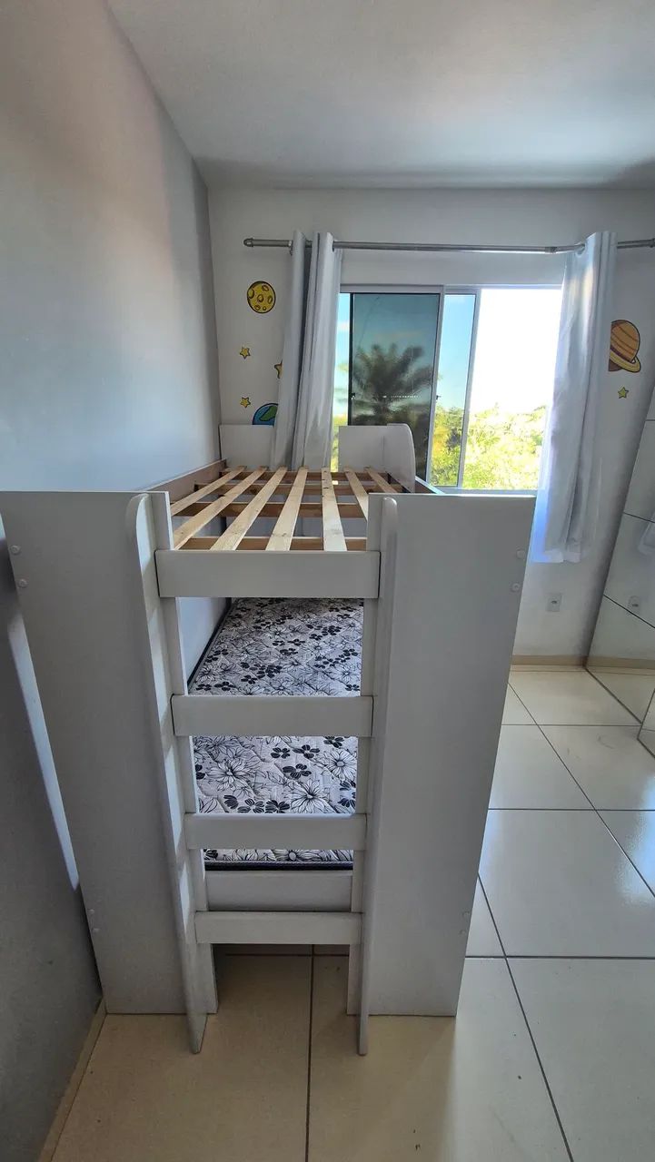 Beliche solteiro Branco em Ótimo Estado + Escada Integrada (Econômico e Resistente) - Foto 2