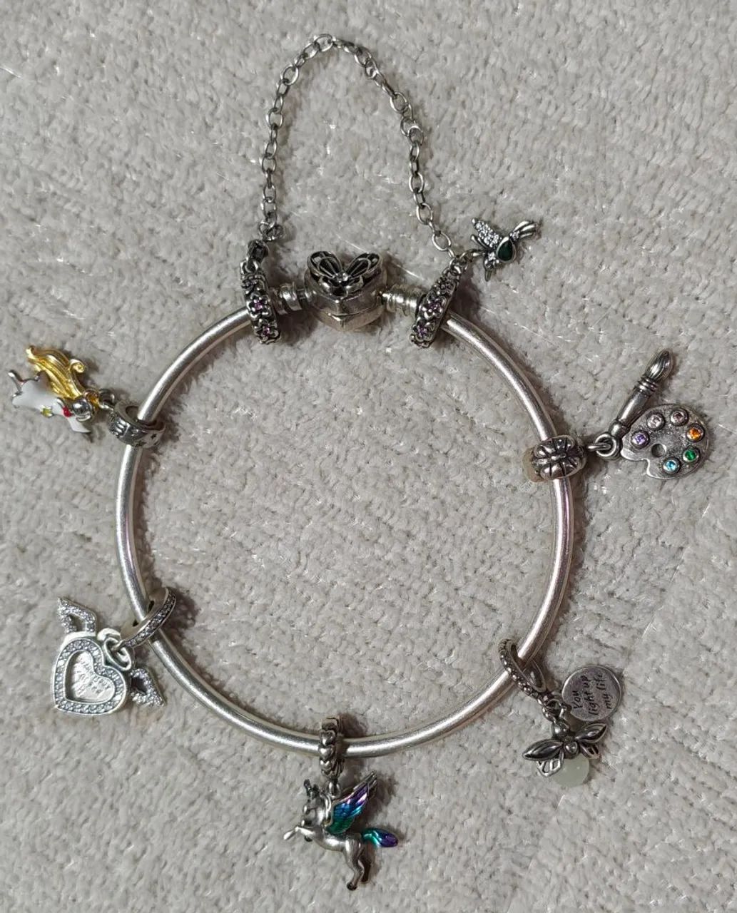 Pulseira Pandora original com corrente de segurança e Berloques  - Foto 2