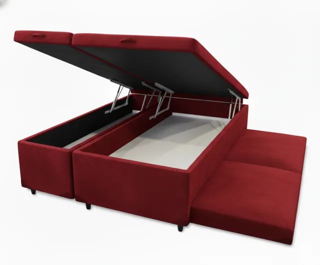 cama box bau queen size com auxiliar praia - Foto 3