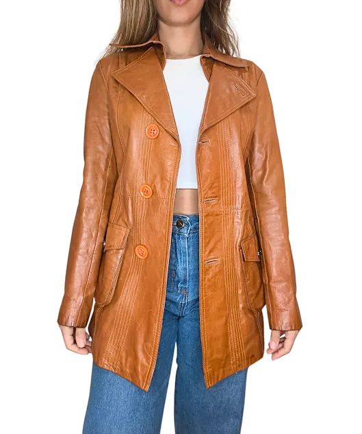 jaqueta blazer de couro legítimo prune made in argentina Tam P - Foto 4