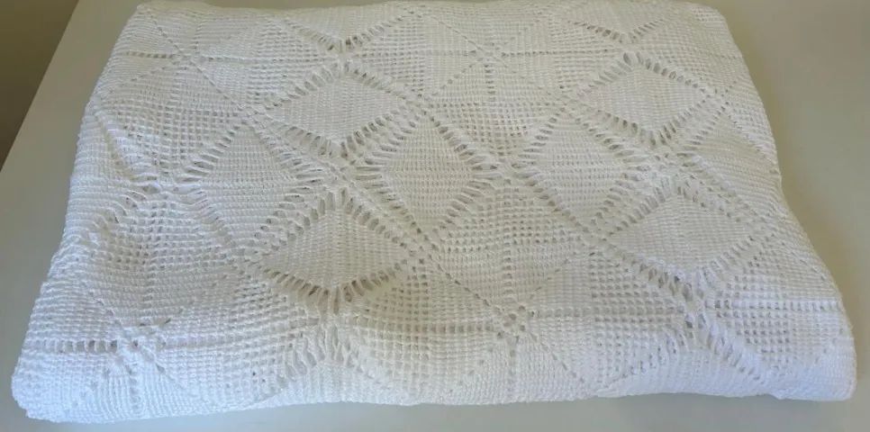 Colcha de Crochê Artesanal Branca - Foto 5