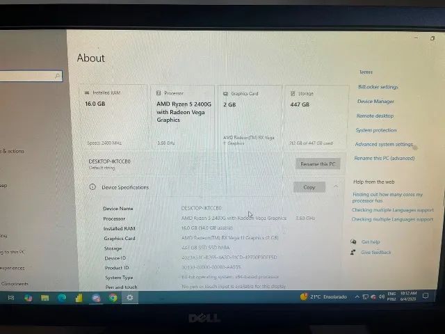 Computador RYZEN 5 2400g jogos/estudo - Foto 2