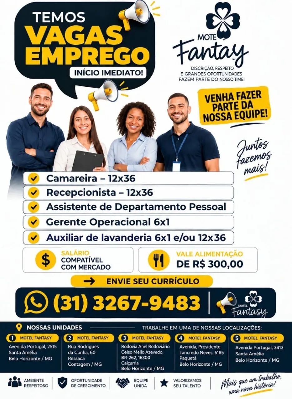 VAGAS DE EMPREGO - REDE FANTASY
