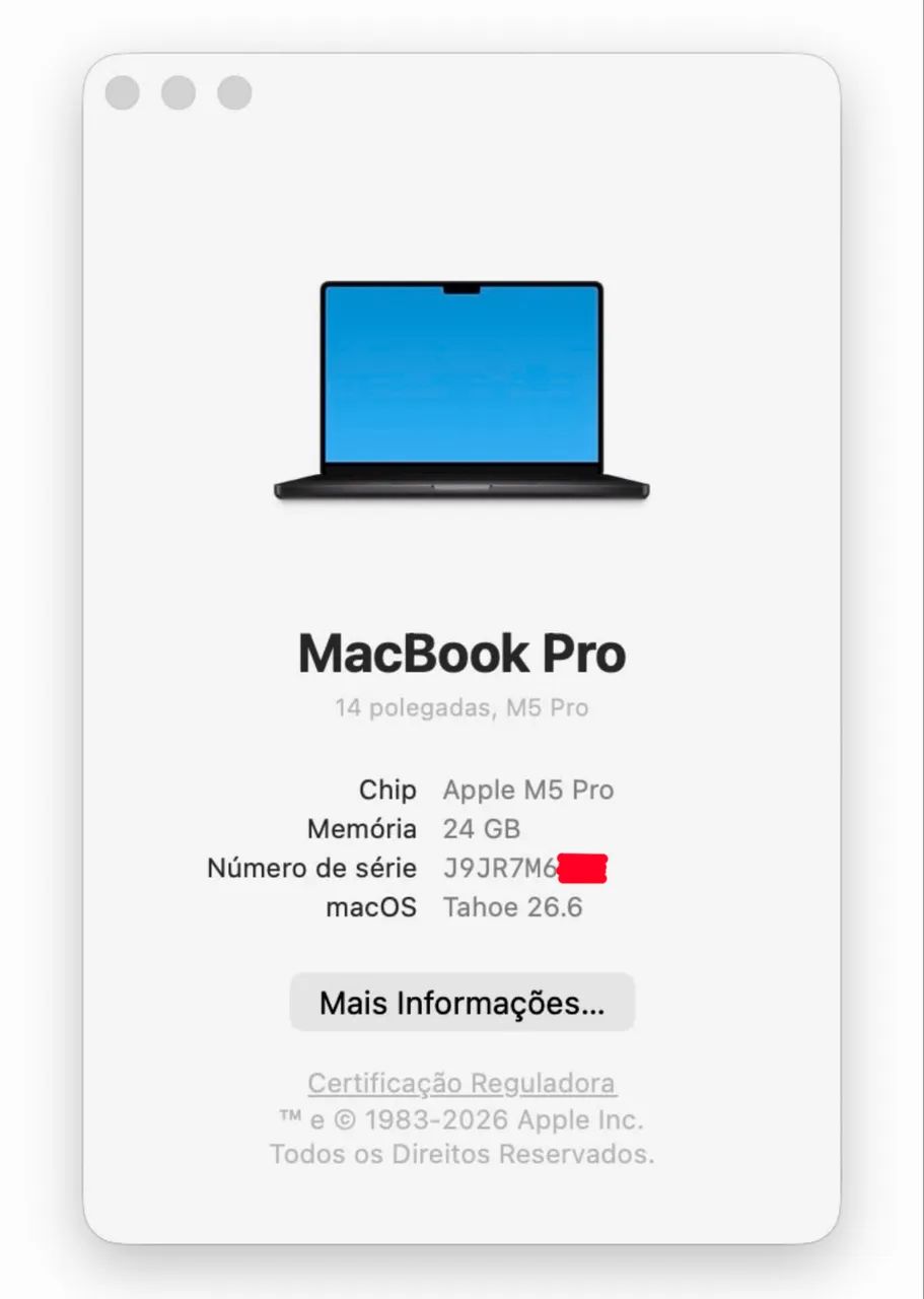 Macbook pro 14 polegadas chip m5 pro 24gb / 1tb apenas 2 dias de ativação ( 24 / 1 tb ) - Foto 4