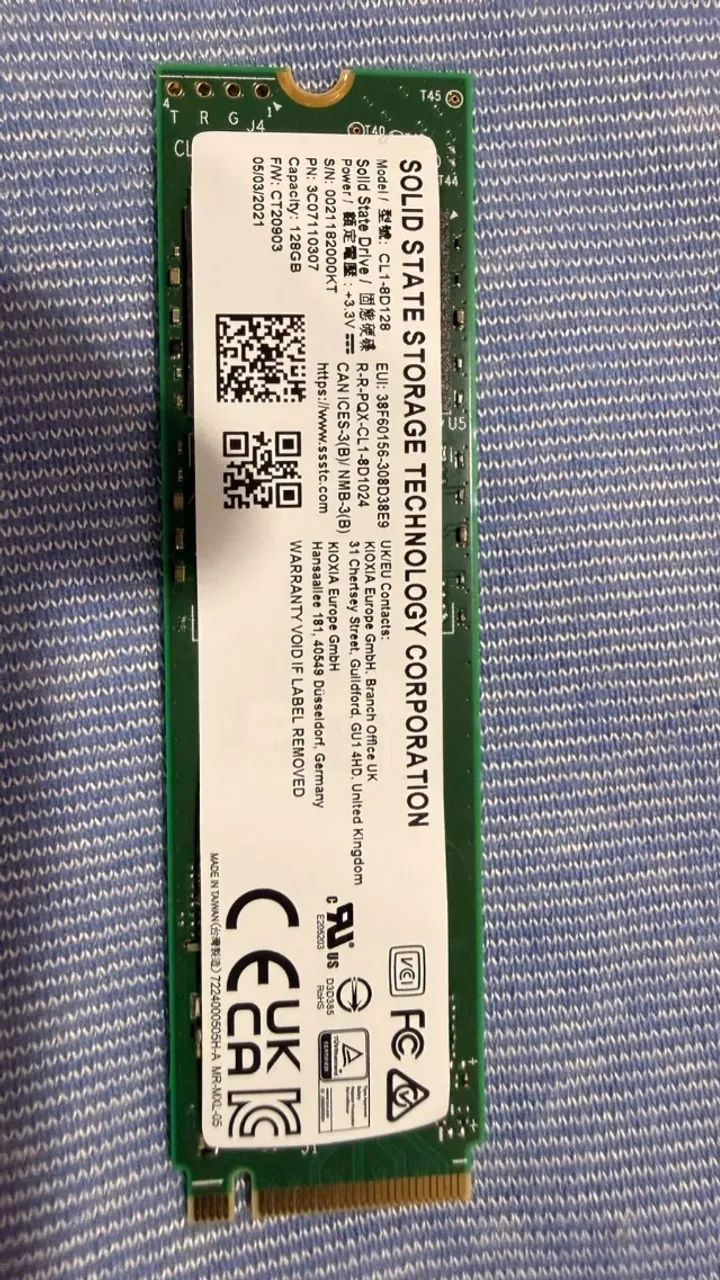SSD M.2 NVMe 128GB (SSSTC / Kioxia - Modelo CL1-8D128)