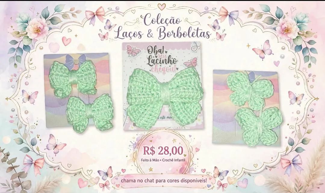 Presilhas com lacinhos em crochê 