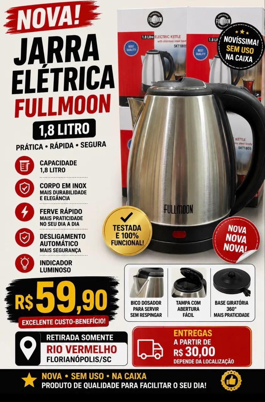 Jarra/ chaleira elétrica NOVA  - Foto 5