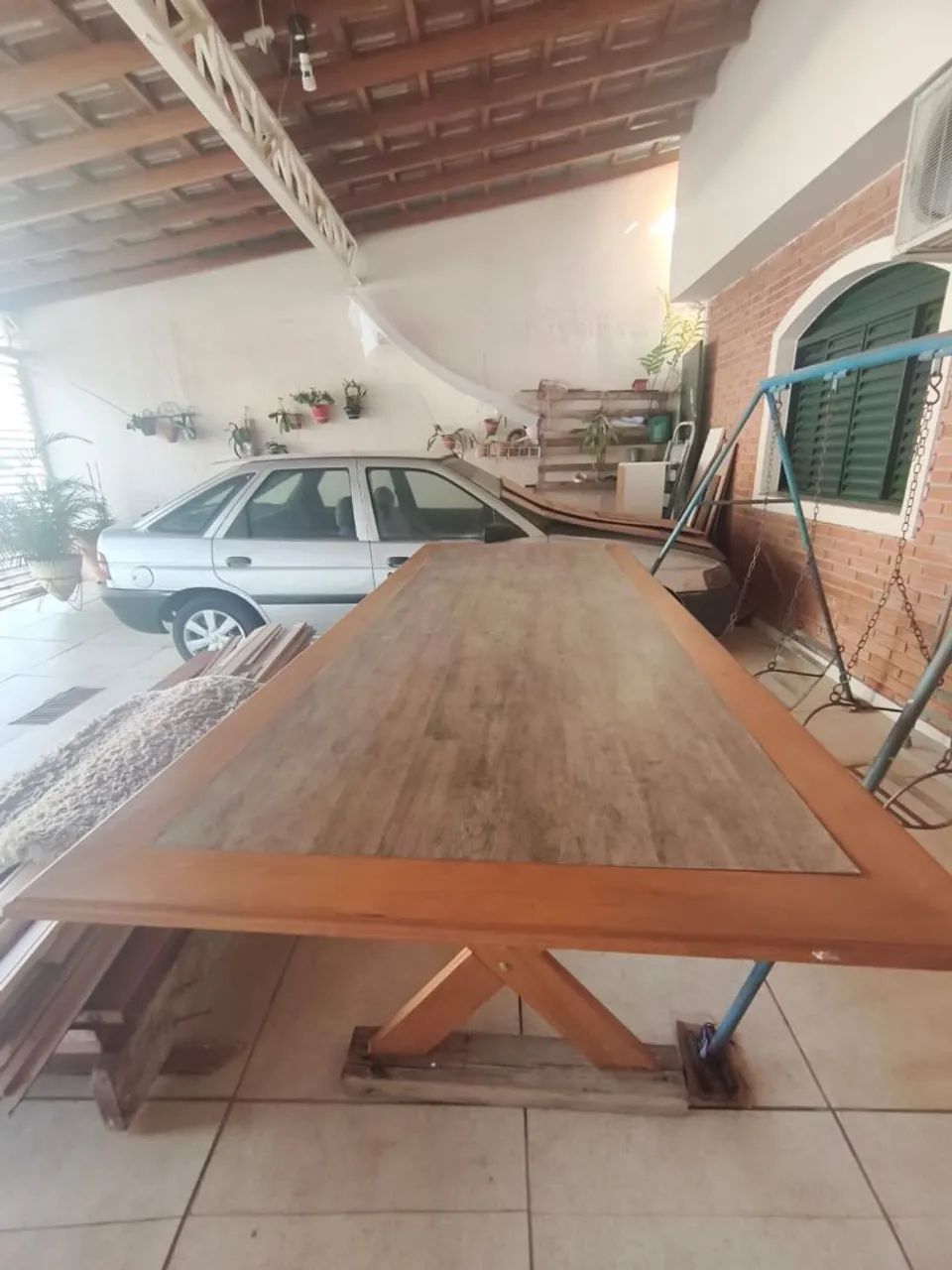 Mesa de Madeira Rústica 2,5m x 1m - Excelente Estado - Foto 2
