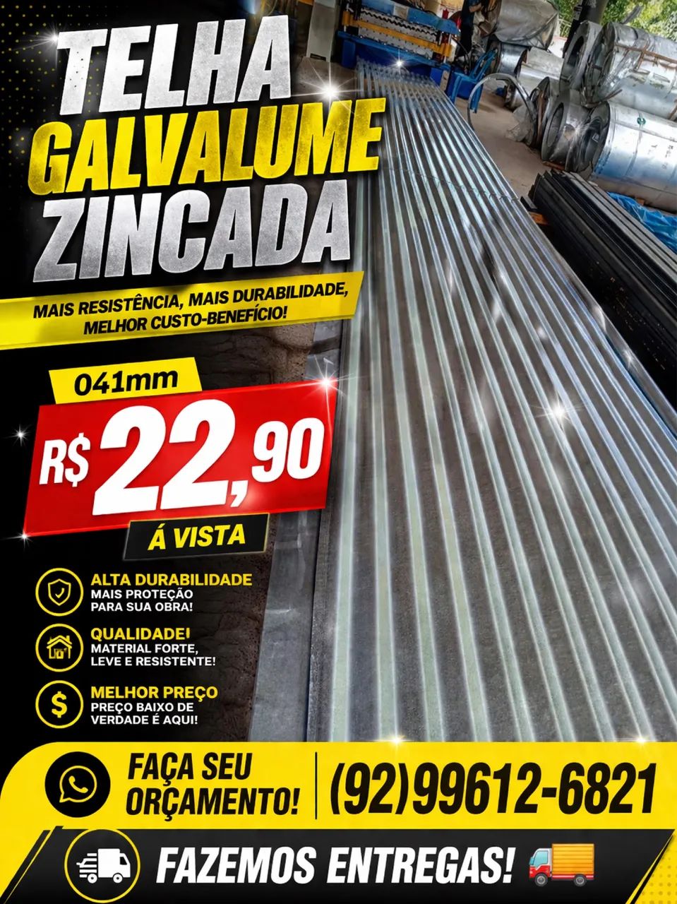 Telha Galvalume e zincadas 
