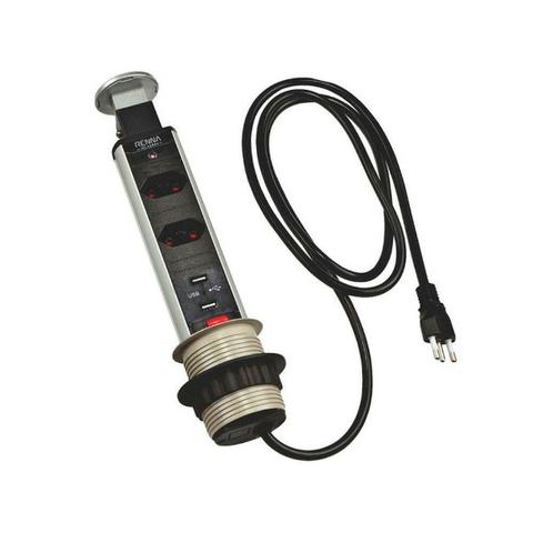 Torre de tomada multiplug com 2 USB e 2 tomadas - Renna