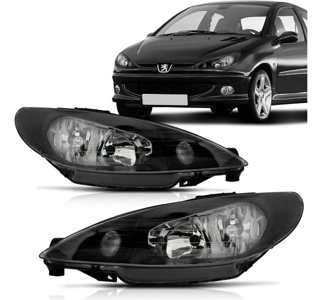 Farol Peugeot 206 Duplo Mascara 1999 2000 2001 2002 2003 2004 2005 2006 2007 2008 2009