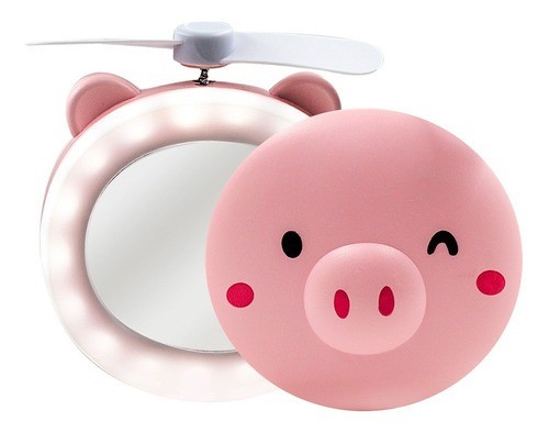 Mini Ventilador Com Espelho Maquiagem E Iluminação De Led - Foto 2