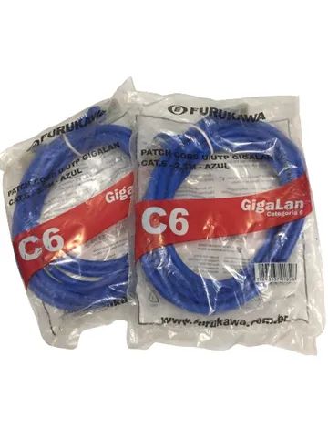 Cabo Patch cord Furukawa Cat6 2,5metros azul Rede Gigalan 2 unidades - Foto 3