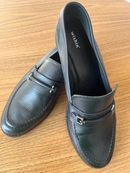 Mocassim Wishin-feminino em couro na cor preta - Foto 5
