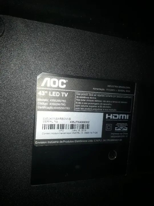 AOC 43S529578G Fonte e Sinal (Preços na descrição)