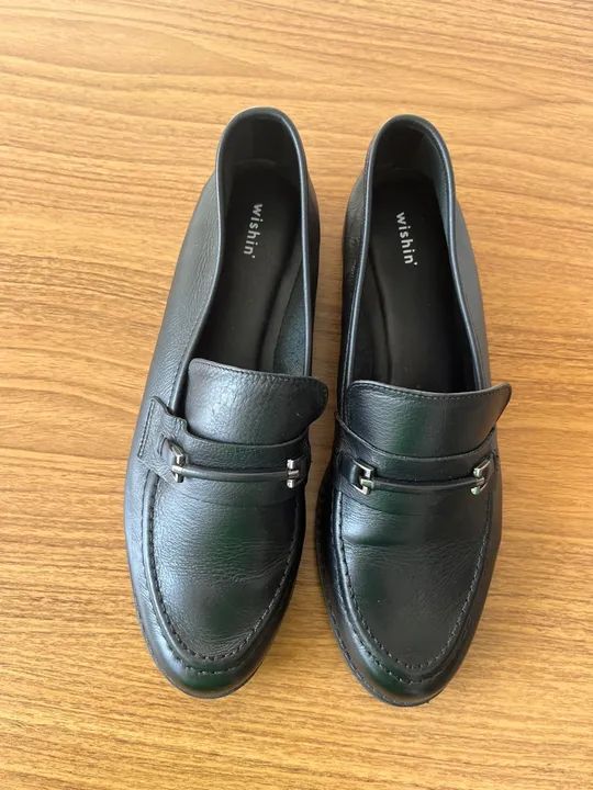 Mocassim Wishin-feminino em couro na cor preta - Foto 3