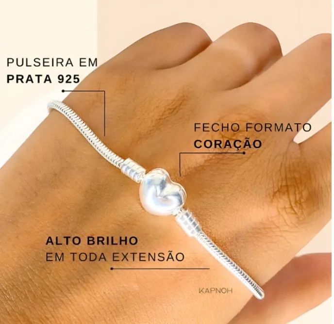 Pulseira Prata 925 Coração