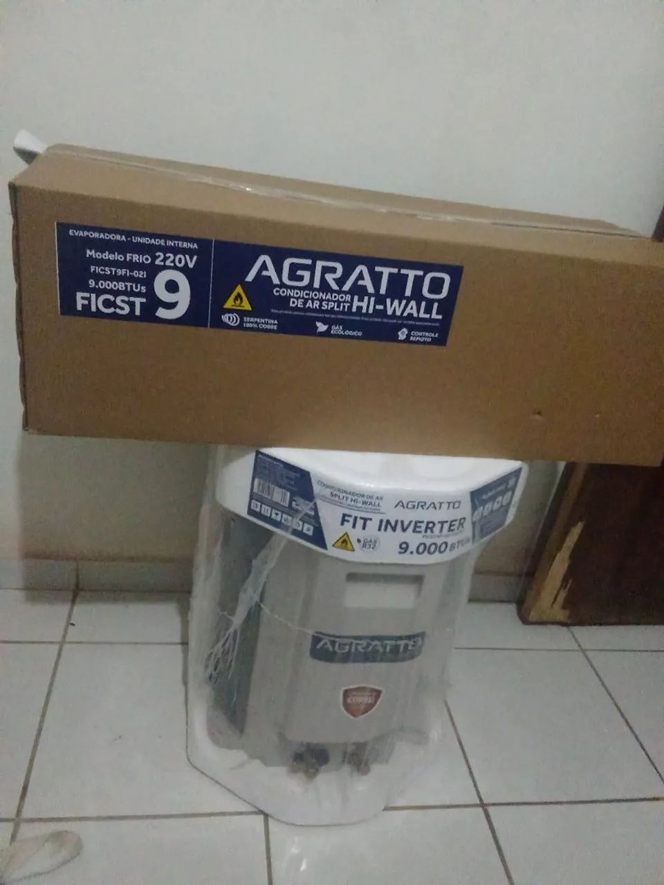 Ar Condicionado Split Inverter Agratto 9.000 BTUs - Novo - Foto 3