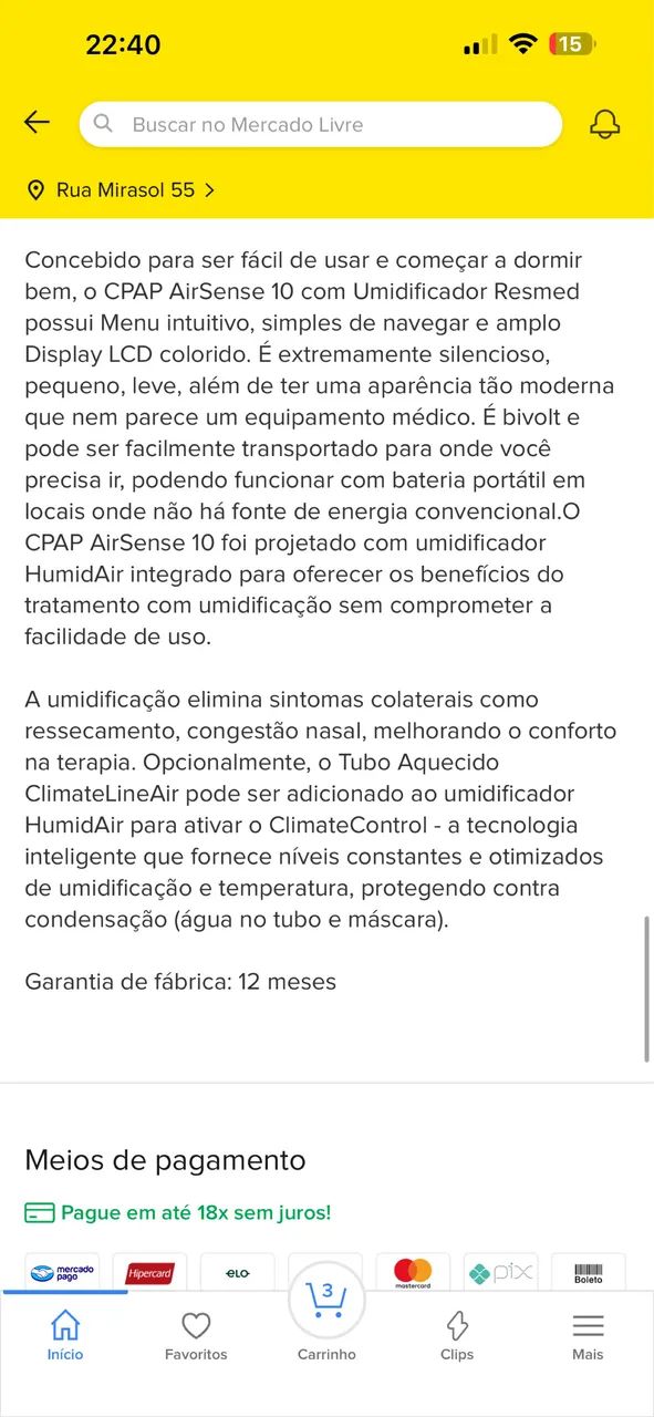 Cpap automático resmed 63824545722625120