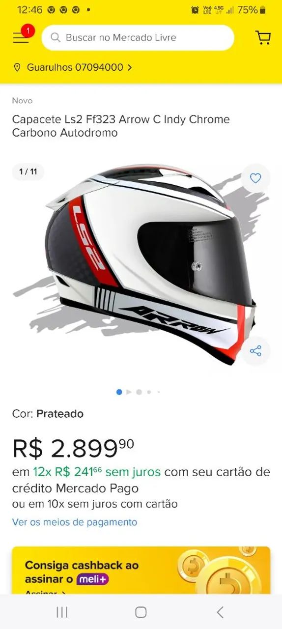 Capacete Ls2 Ff323 Arrow C Indy Chrome Carbono Autodromo