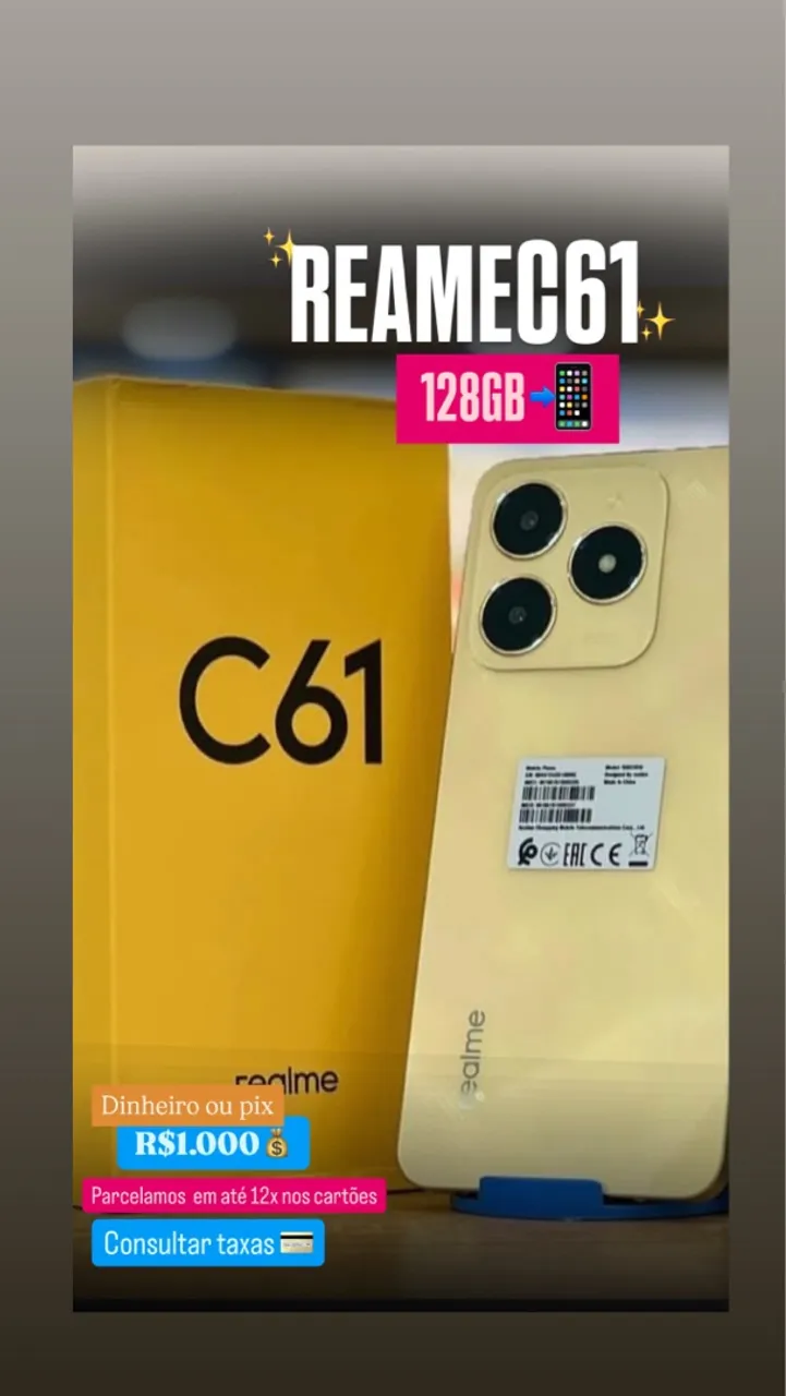 Realme C61 128GB - Novo!