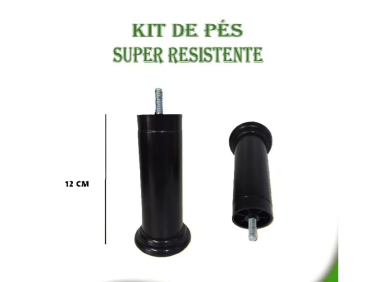 Kit 4 Pés de Cama Box de Plástico preto torre 12 cm - Foto 2
