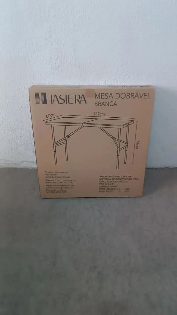 Mesa dobrável 122x60cm nova na caixa 