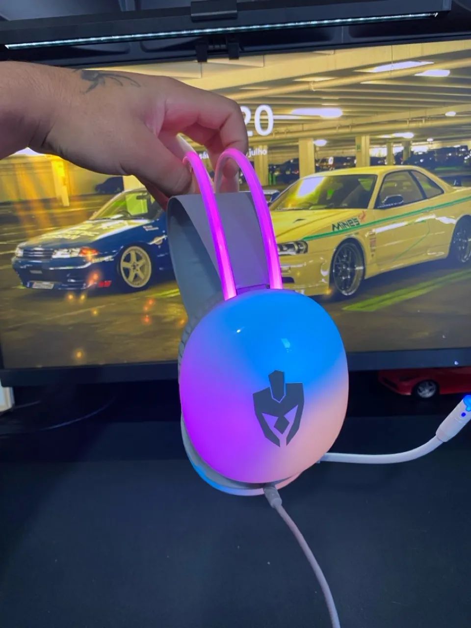 Headset Gamer Evolut Aurora EG-301 RGB Branco - Usado em Ótimo Estado! - Foto 3