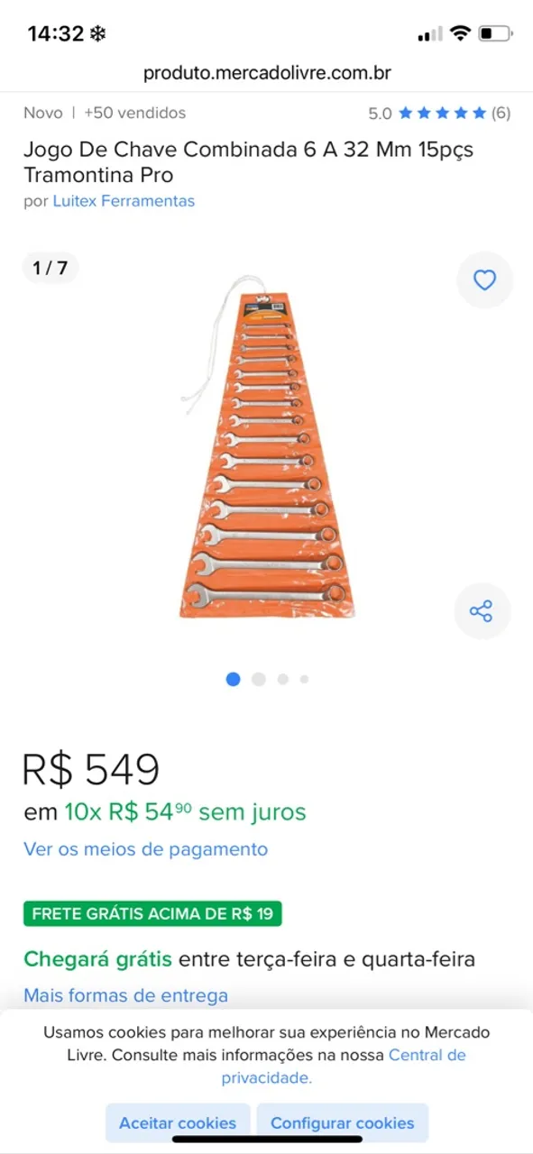 Jogo de Chave Combinada Tramontina Pro 6 a 32mm