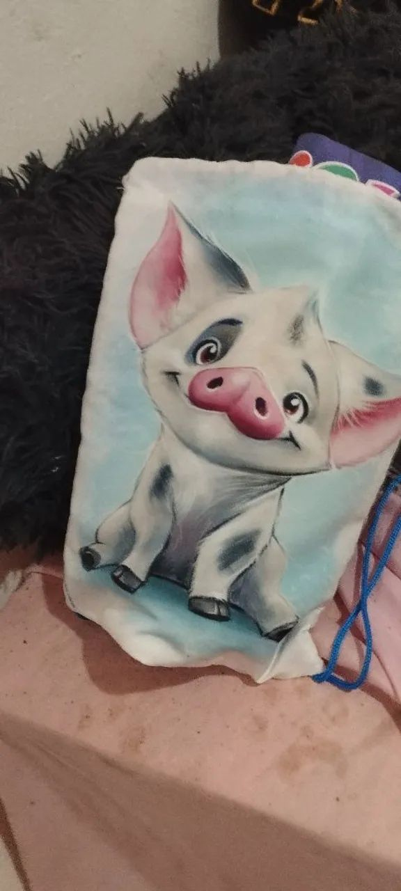 Mochila infantil com desenho de porquinho - Foto 4