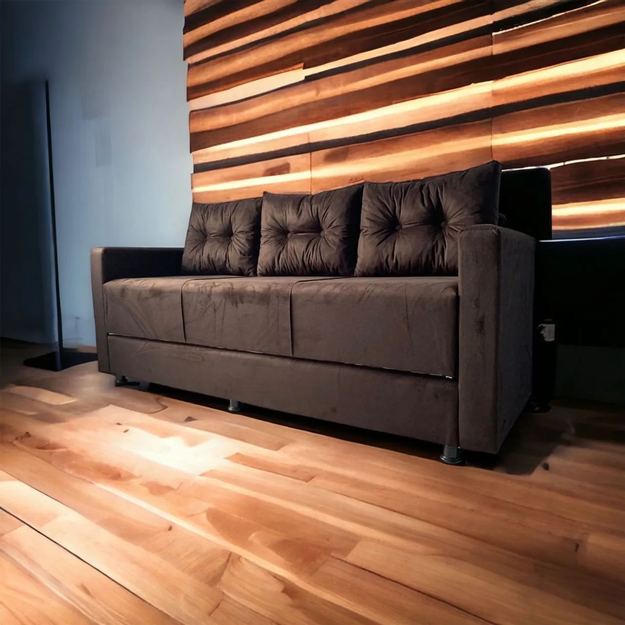 Sofá cama casal ELEGANTE DE TRÊS LUGARES DIVERSAS CORES - Foto 4