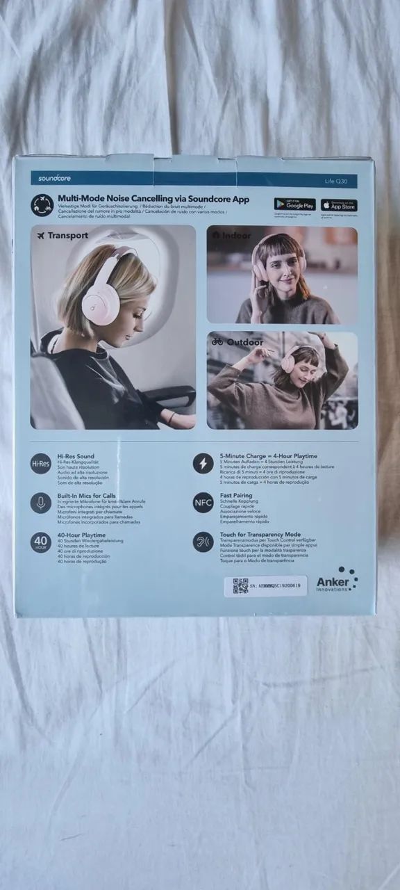 Fone de Ouvido Anker Q30 - Preto - Rosa - Azul - Lacrado - Original - Foto 5