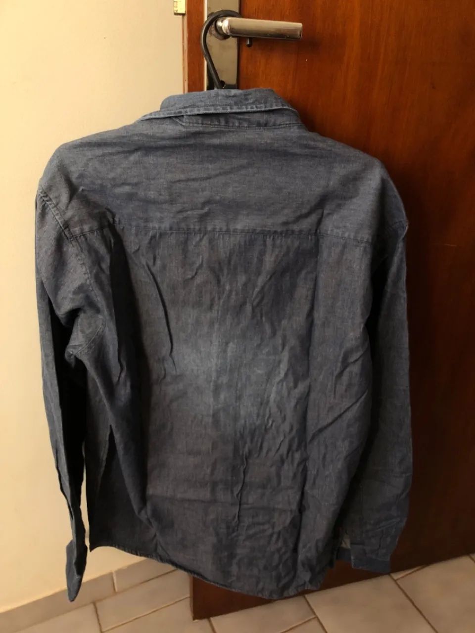 Camisa Social Jeans Dirfeora - Azul - Foto 2