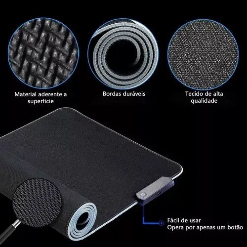 Mouse Pad Gamer Jogo Borda Led Rgb Grande 80x30cm Dragão - Foto 3