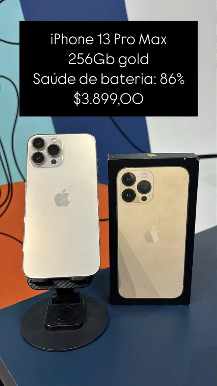 iPhone 13 Pro Max 1TB Azul Saúde de bateria 77% R$ 3.800,00 | Loja