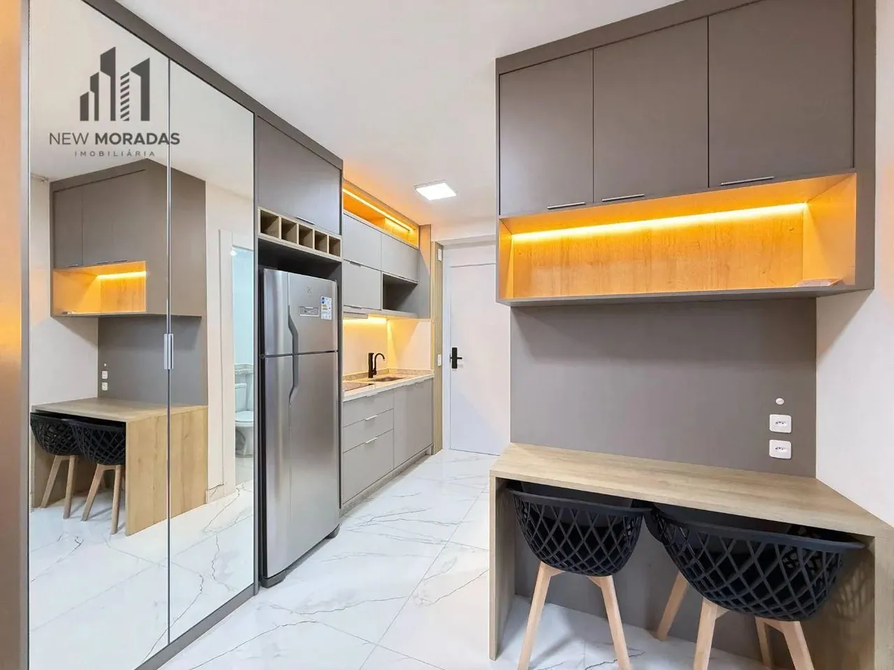 Studio mobiliado, para alugar, 20 m² - Novo Mundo - Curitiba/PR