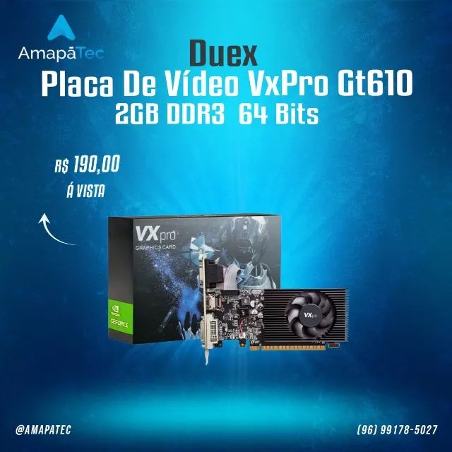 Placa De Vídeo NVIDIA GT610LP 2GB DDR3 64bit
