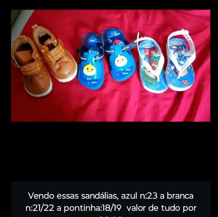 Sandálias infantis - Azul, Branca e Marrom