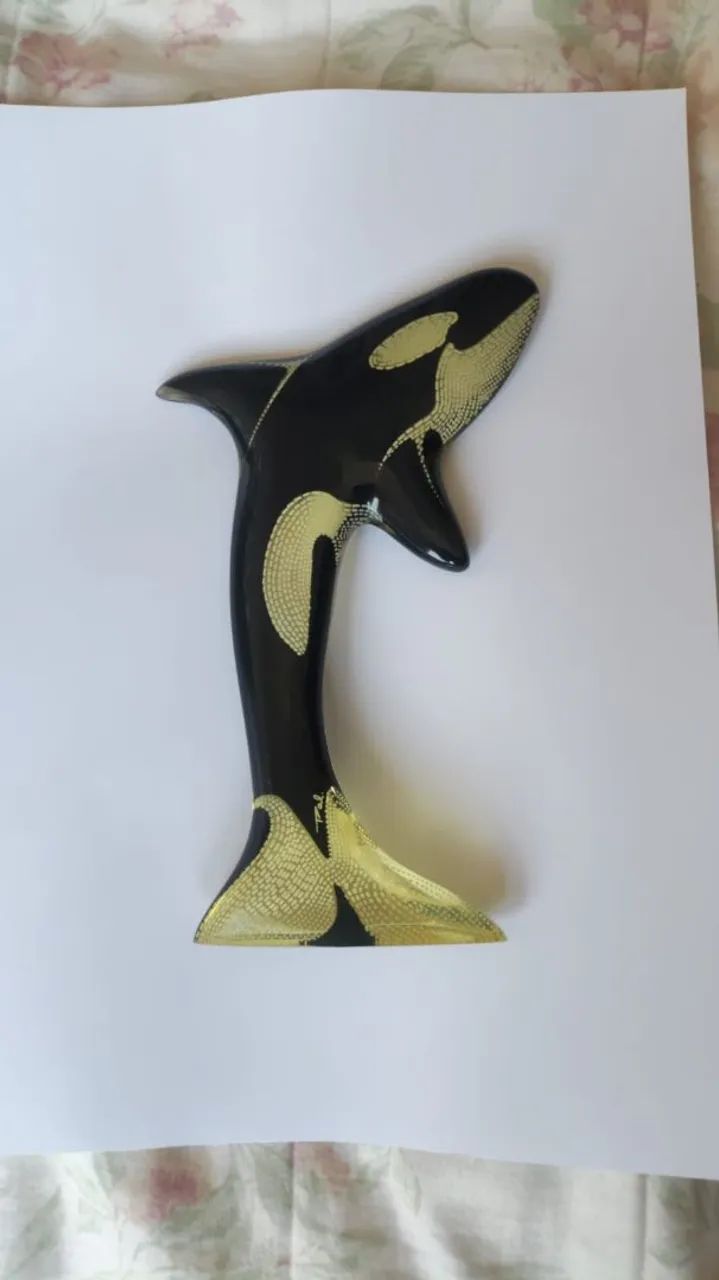Orca em resina Abraham Palatinic "coleção bichos cineticos" assinatura na base  - Foto 6