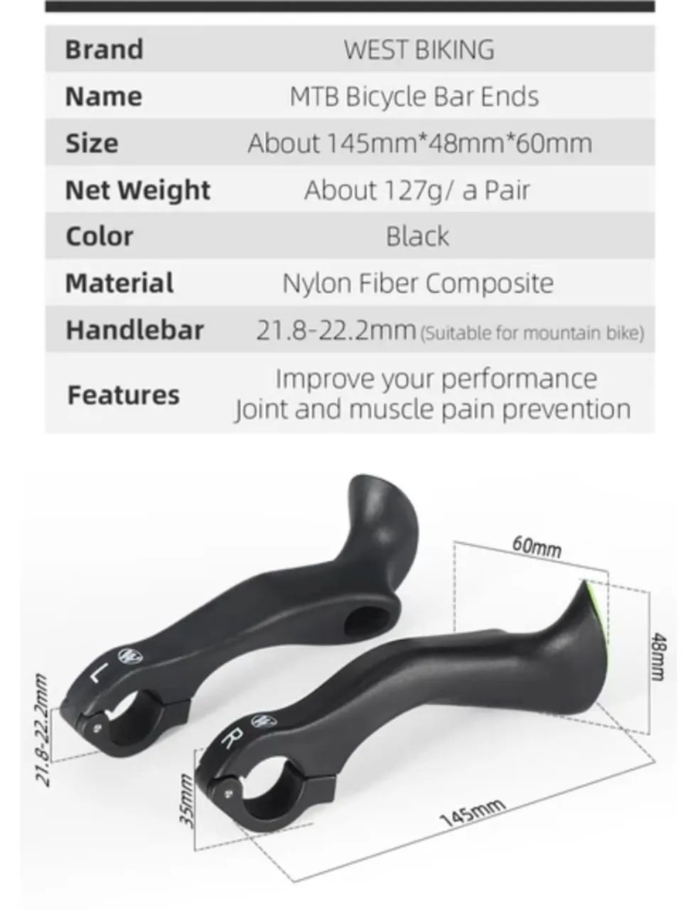 InnerBarEnd alongado Westing Biking chifre bike - Foto 3