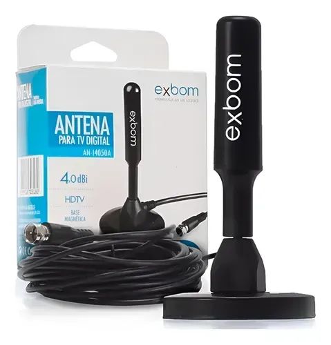Kit Antena Tv Digital Exbom (interna/externa) Prova Agua E 5m Cabo Kit Antena Tv Digital E