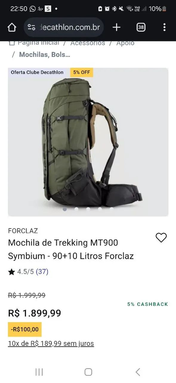 Mochila de Camping Forclaz Trek 900 - 90+10 Litros - Foto 5