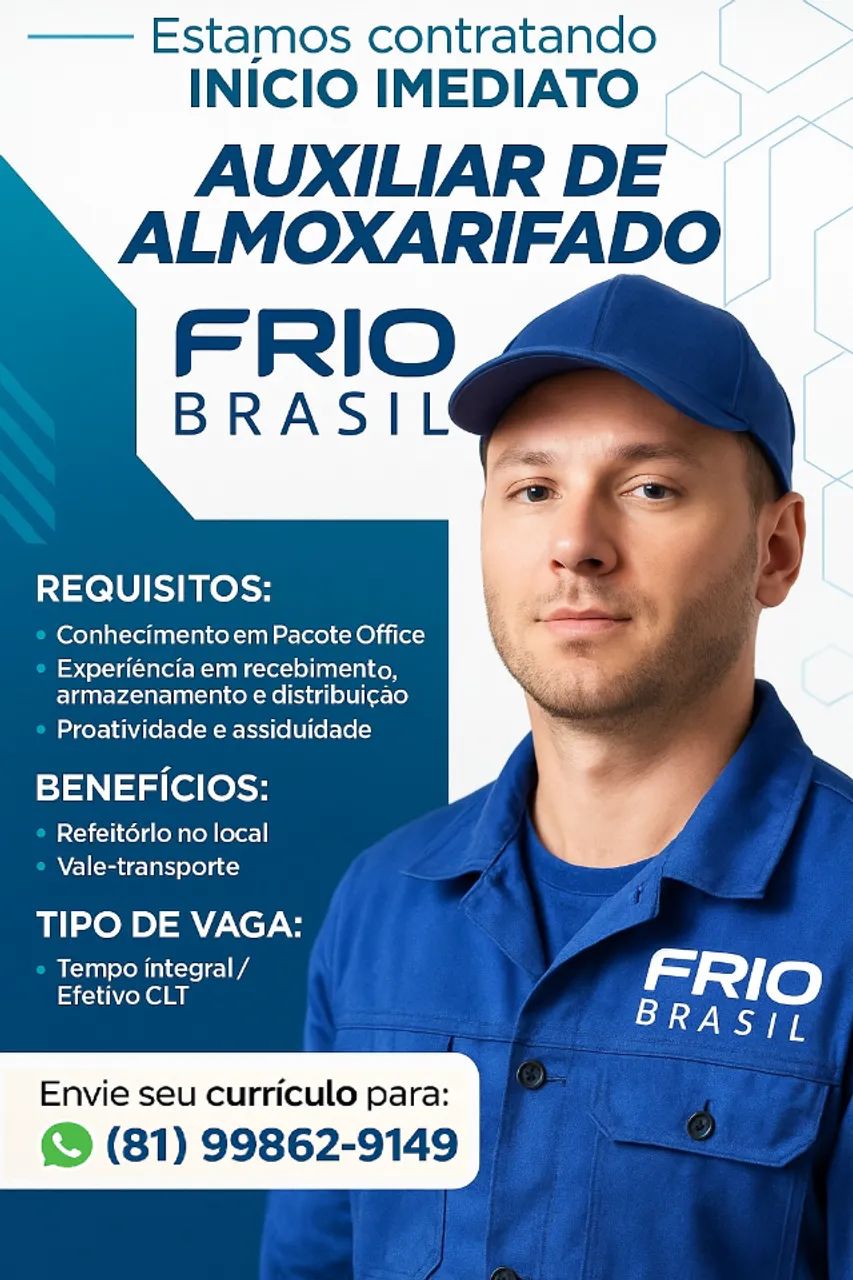 Auxiliar de Almoxarifado - Frio Brasil - Guabiraba, Recife