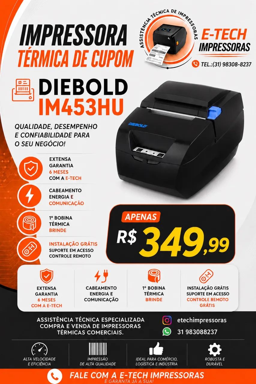 Impressora de Cupom Diebold IM453HU Nova na caixa