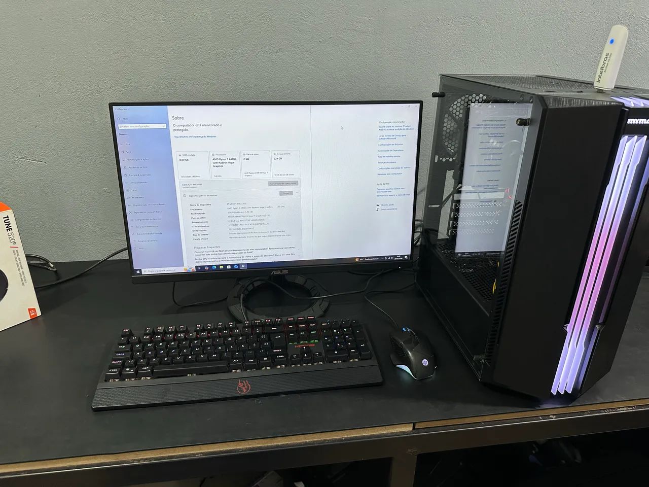 Pc completo Ryzen 5 2200g 8g ram ssd 240g 