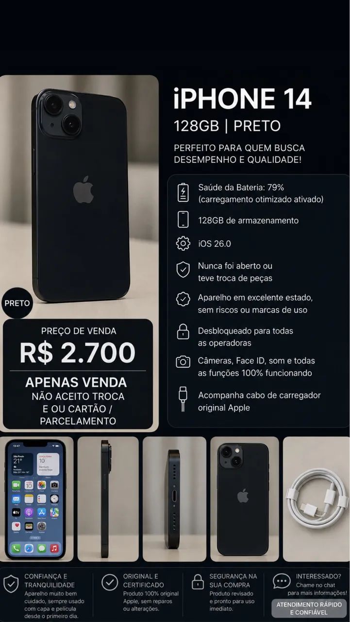 iPhone 14 - 128GB Preto